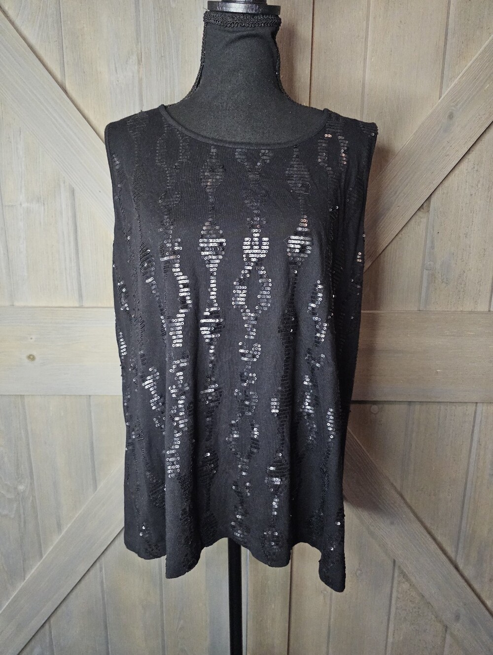Nwt Chico's Women's Black Sequin Tank Top sz XL